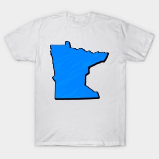 Bright Blue Minnesota Outline T-Shirt